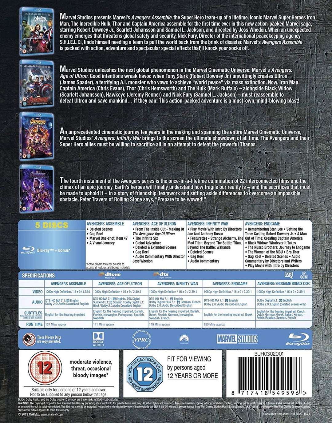 Avengers: 1-4 Komplettes Blu-ray-Boxset inklusive Bonus-Disc – Action/Abenteuer [Blu-ray]