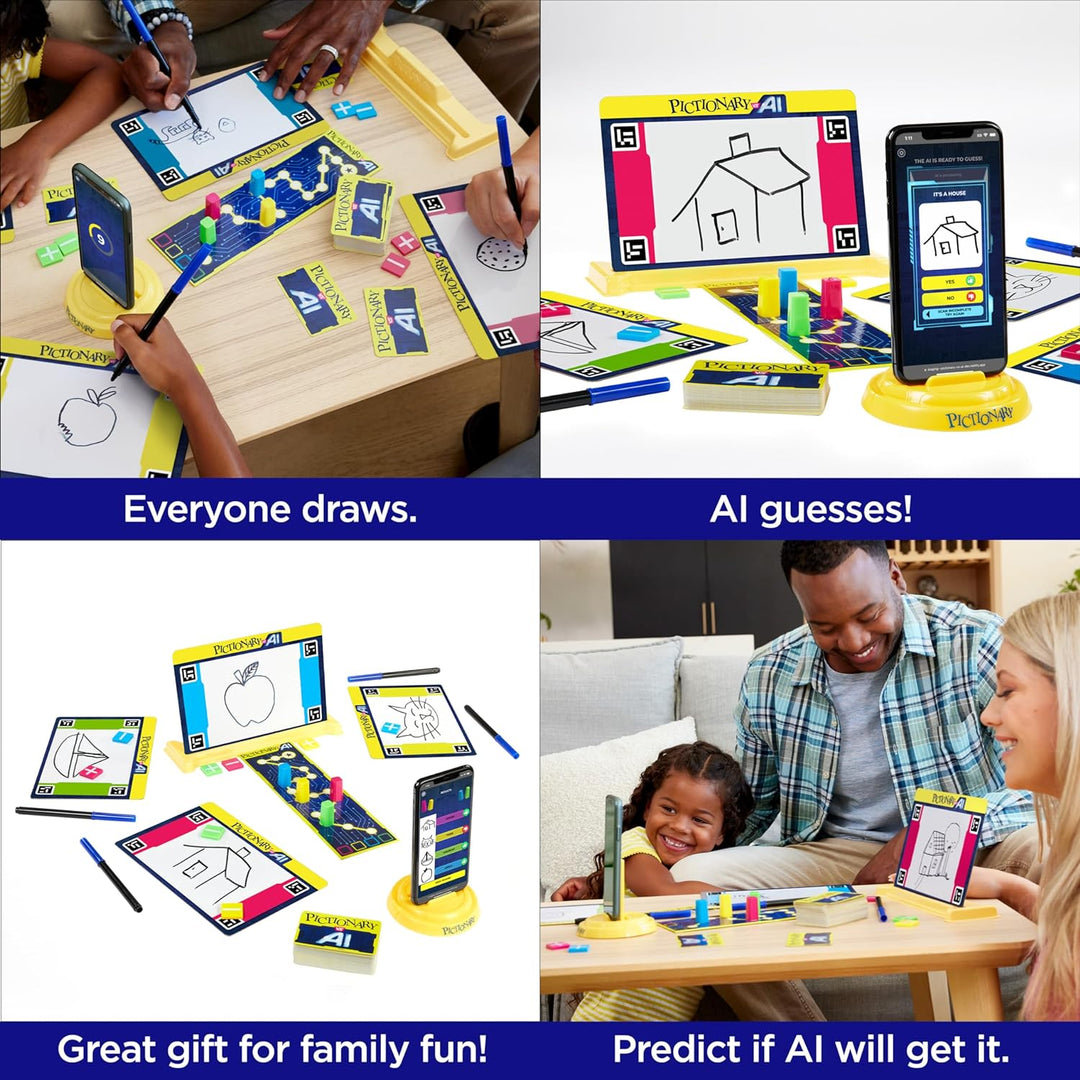 Mattel Games Pictionary VS AI, Family Board Game for Kids and Adults, Engaging Gift for Kids, Drawing Game with Artificial Intelligence for 2 to 4 Teams with Multiple Players