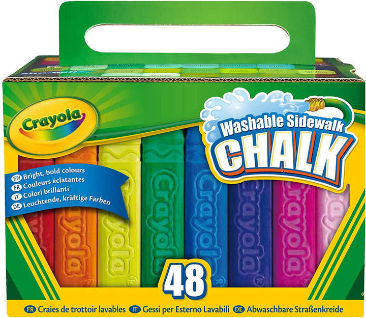 Childrens Crayola Box of 48 Sidewalk Washable Anti-Roll Bright Coloured Chalks