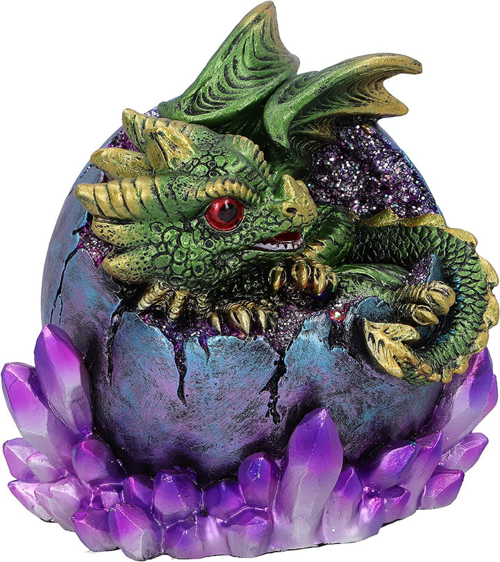 Nemesis Now Emerald Hatchling Glow Dragonling Green Dragonling Crystal Figurine,