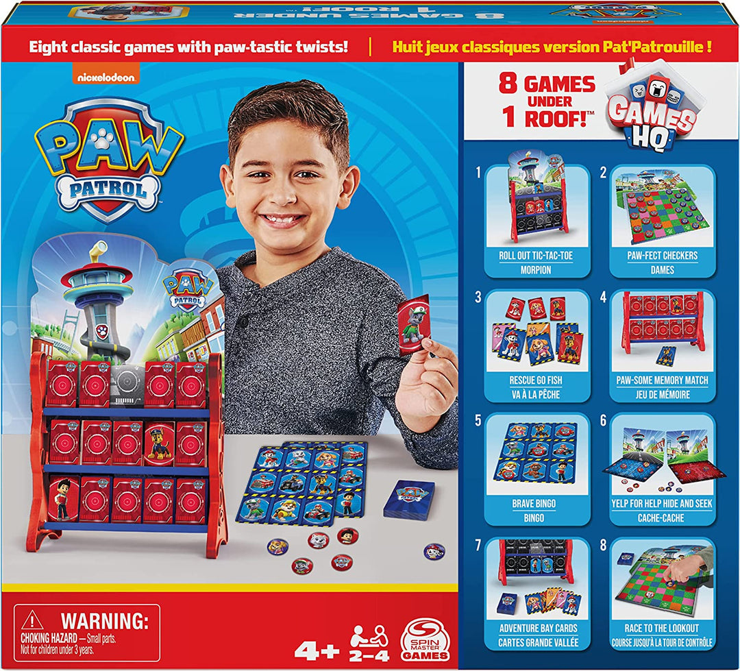 PAW Patrol, Spiele HQ Brettspiele für Kinder Dame Tic Tac Toe Memory Match Bingo Go Fisch Kartenspiele PAW Patrol Spielzeug, für Kinder ab 4 Jahren