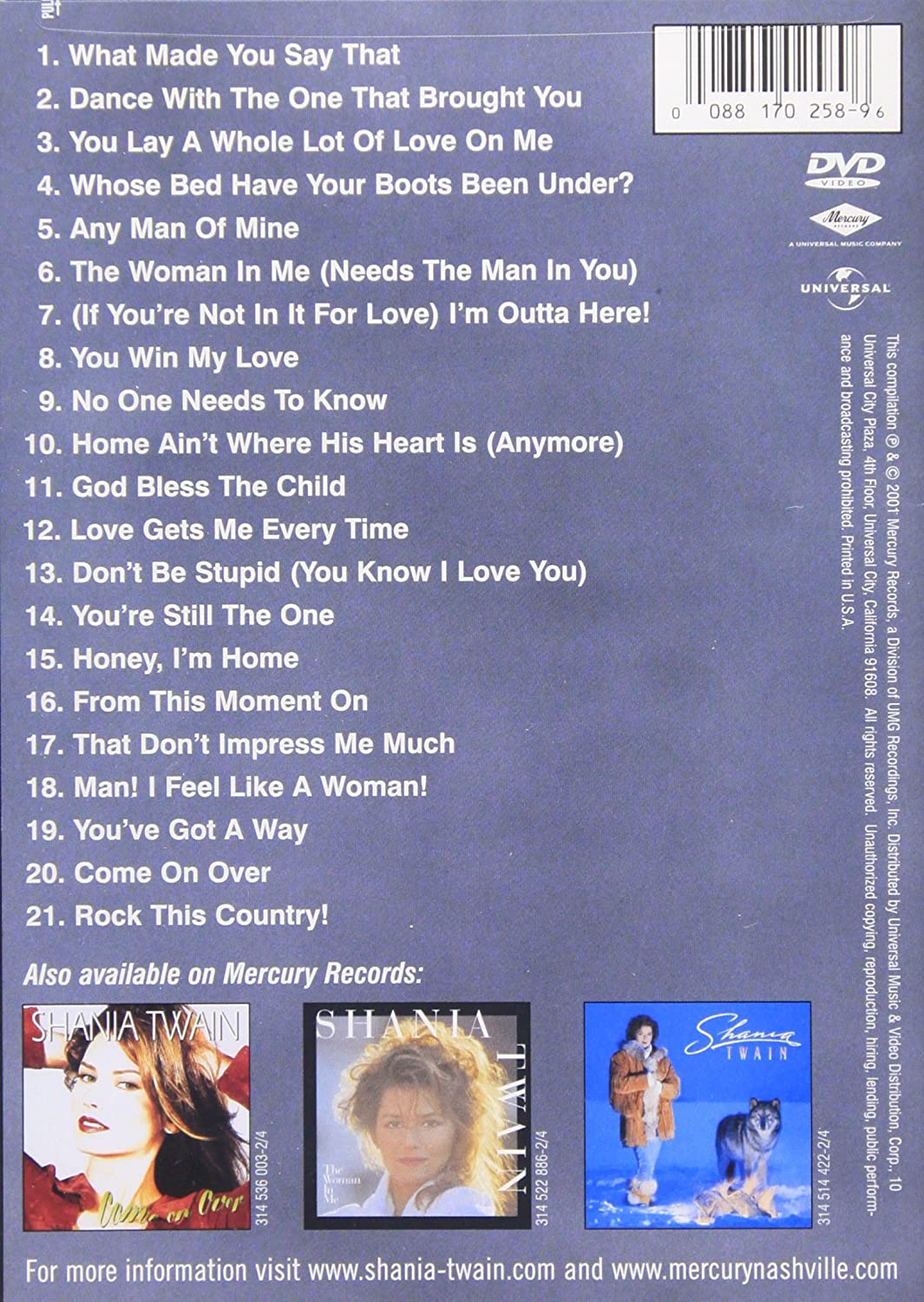 Shania Twain -- The Platinum Collection [2001] [DVD]