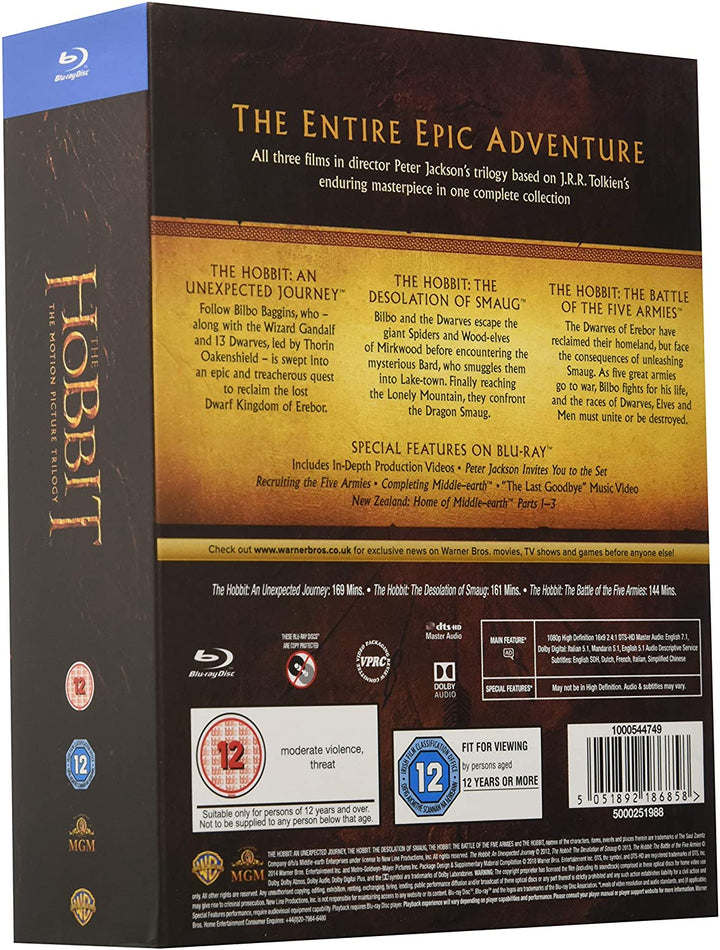 The Hobbit Trilogy [Blu-ray] [2015] [Region Free]