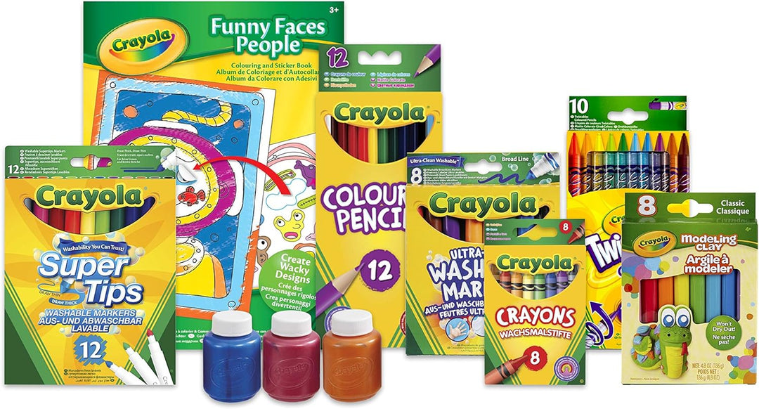Crayola 11234 Mega Activity Tub Including Crayons, Markers, Pencils, Pens, Paints, Clays, Colouring Book and Stickers