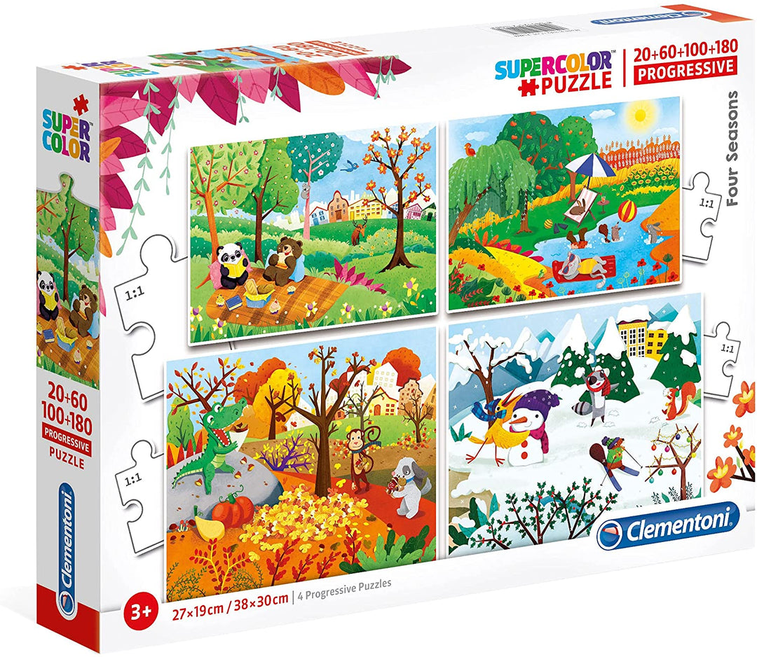 Clementoni - 21408 - Supercolor Puzzle - Four Seasons - 20 + 60 + 80 + 180pc Puzzle Set