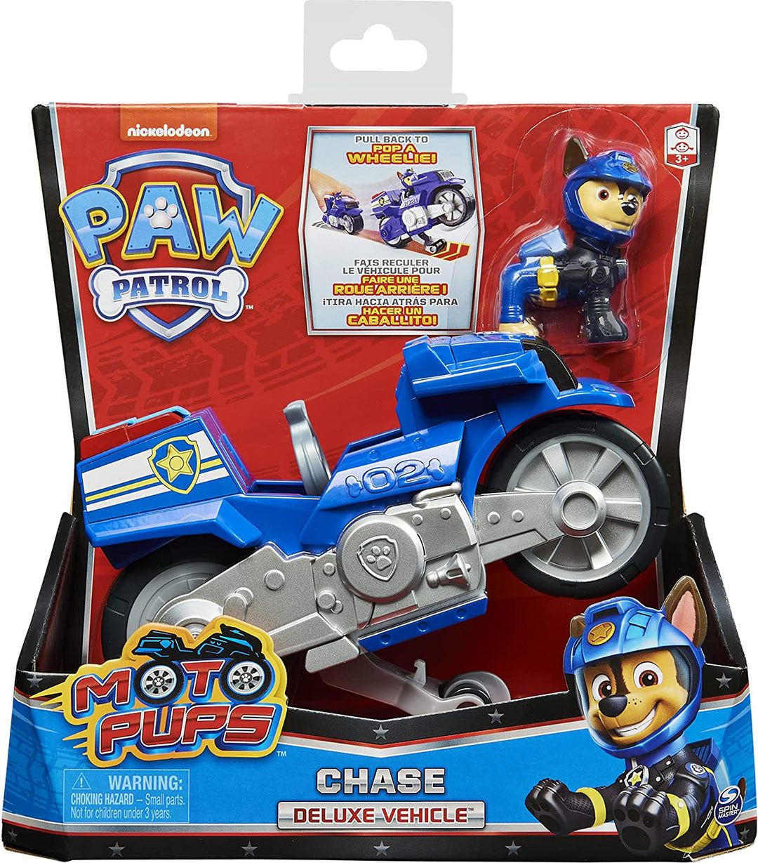 PAW Patrol Moto Pups Chase’s Deluxe Pull Back Motorcycle Vehicle with Wheelie Feature