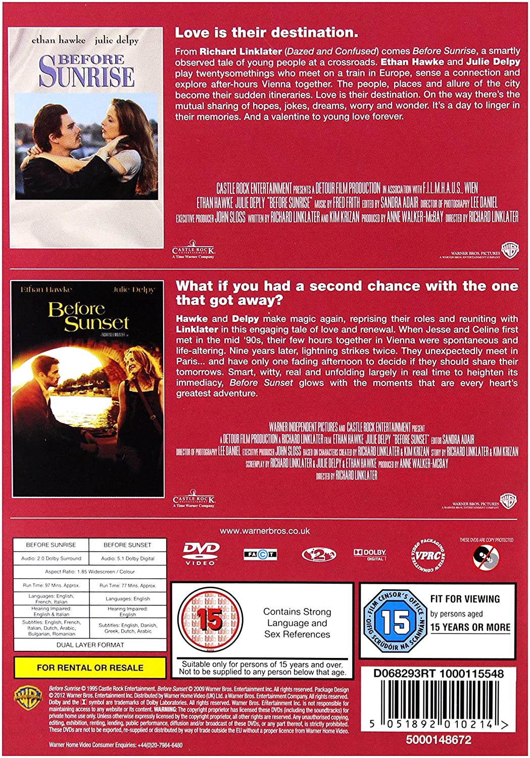 Before Sunrise / Before Sunset [1995] - Romance/Drama [DVD]