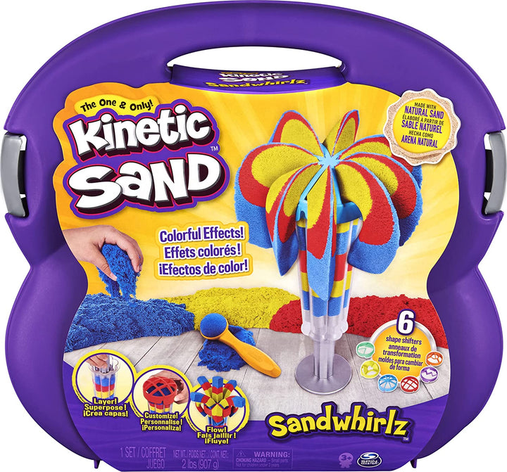 Kinetic Sand Sandwhirlz Playset with 3 Colours of Kinetic Sand (907g) and Over 10 Tools