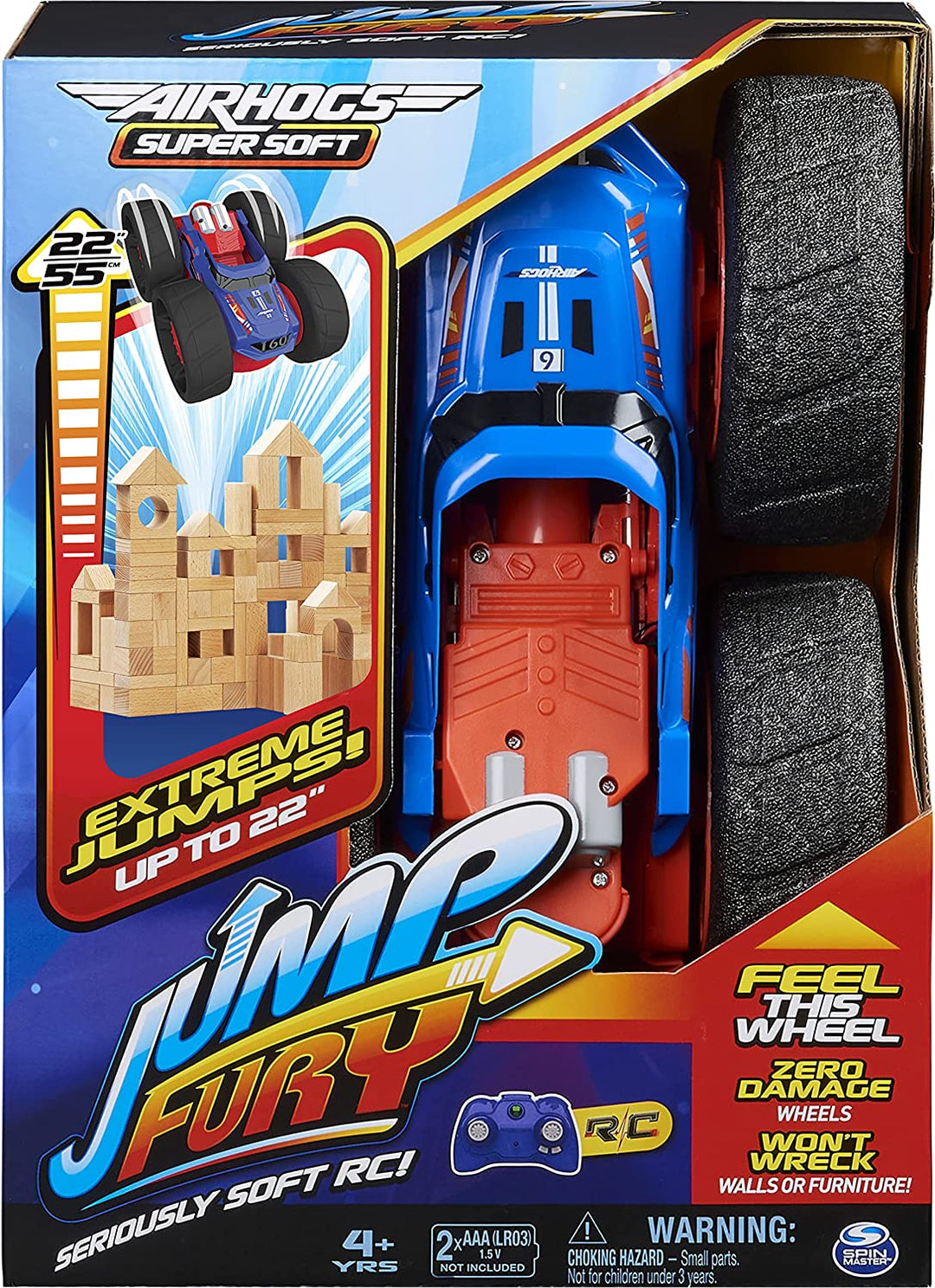 Air Hogs Super Soft, Jump Fury with Zero-Damage Wheels, Extreme Jumping Remote Control Car, Kids’ Toys