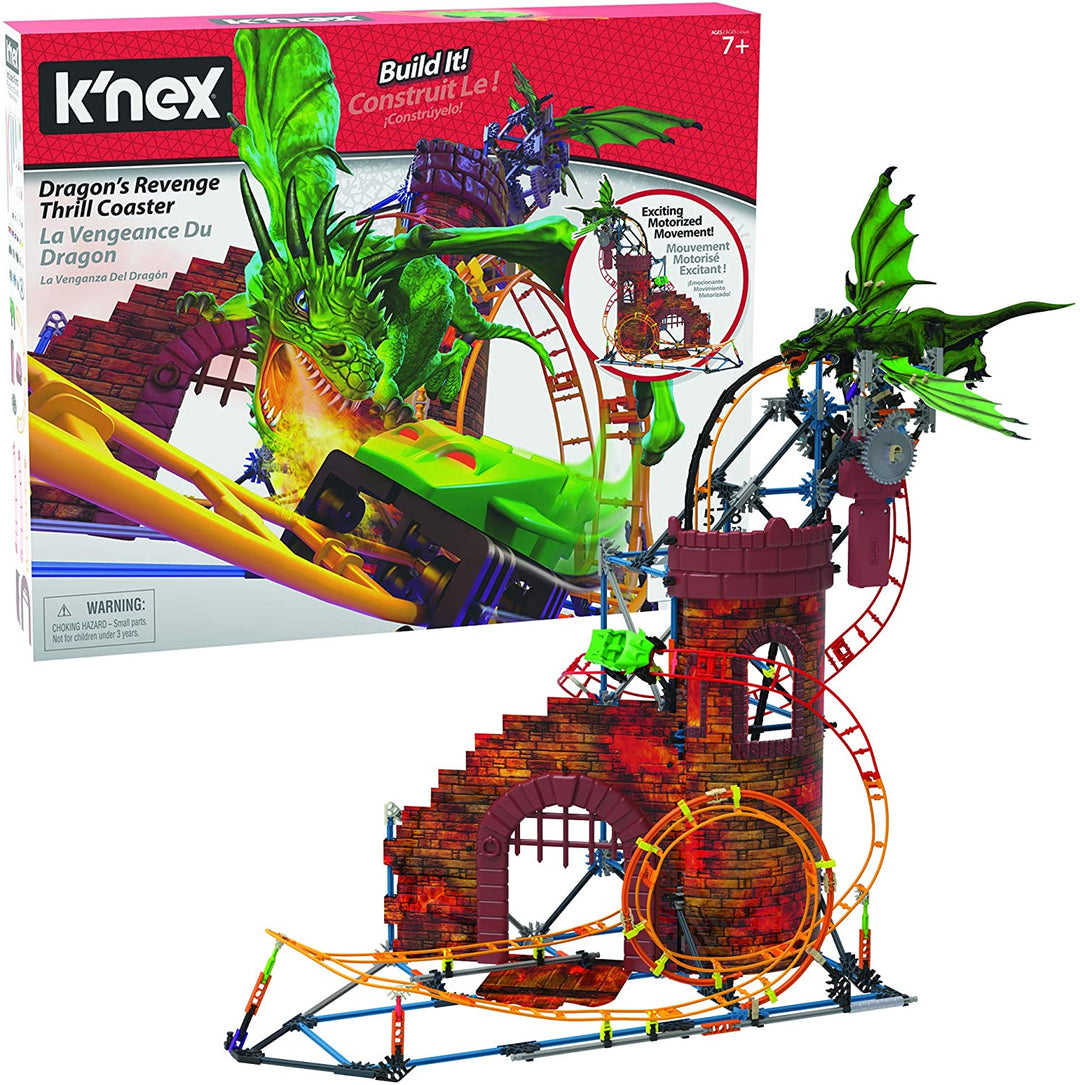 K'NEX 34043 Rides Dragon's Revenge Thrill Roller Coaster Building Set, Multicolor