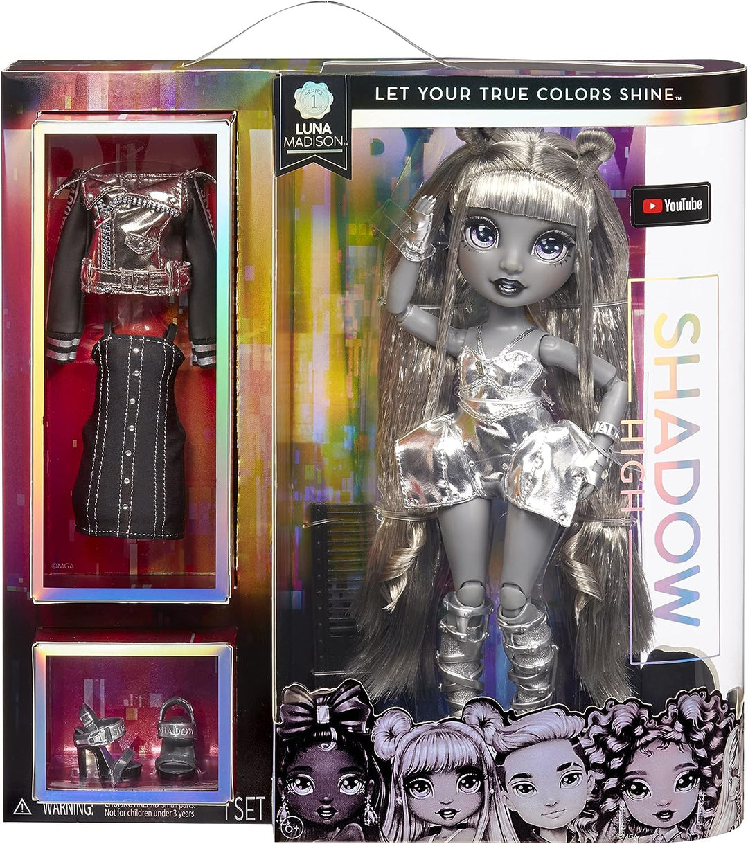 Rainbow High Shadow High Series - LUNA MADISON - Greyscale Fashion Doll with Beautiful Hair