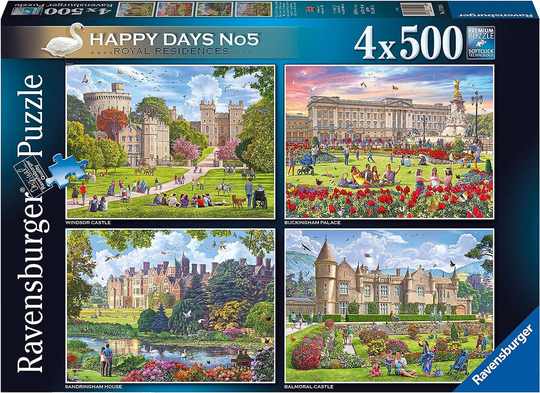 Ravensburger Happy Days Royal Residences 4X 500 Piece Jigsaw Puzzle for Adults & Kids