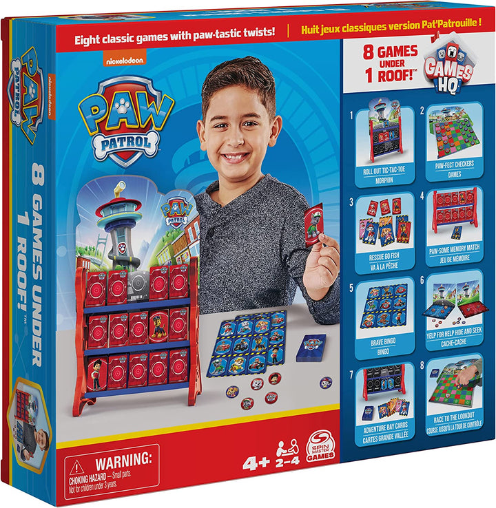 PAW Patrol, Spiele HQ Brettspiele für Kinder Dame Tic Tac Toe Memory Match Bingo Go Fisch Kartenspiele PAW Patrol Spielzeug, für Kinder ab 4 Jahren