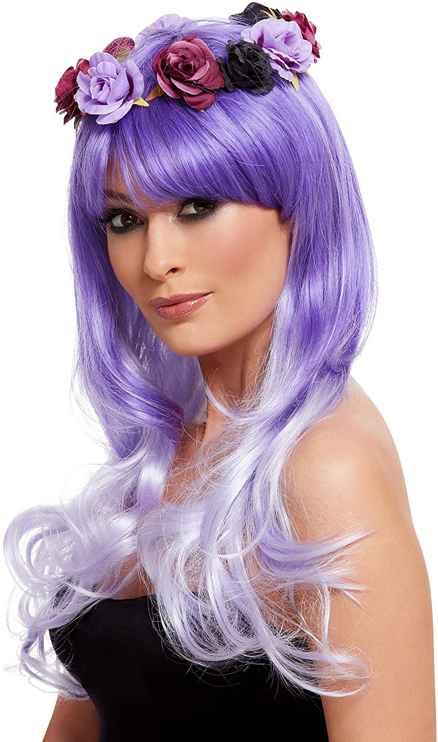 Smiffys 61120 Day of The Dead Glam Wig, Women, Purple