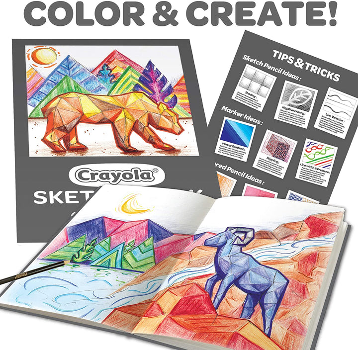 Crayola Coloring and Sketching Set, 70pcs + Sketch Book, Gift for Kids, 8, 9, 10