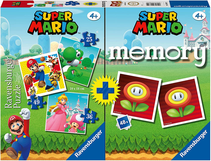 Ravensburger, Multipack Super Mario, Memory and Puzzle, Puzzle and Game for Boys