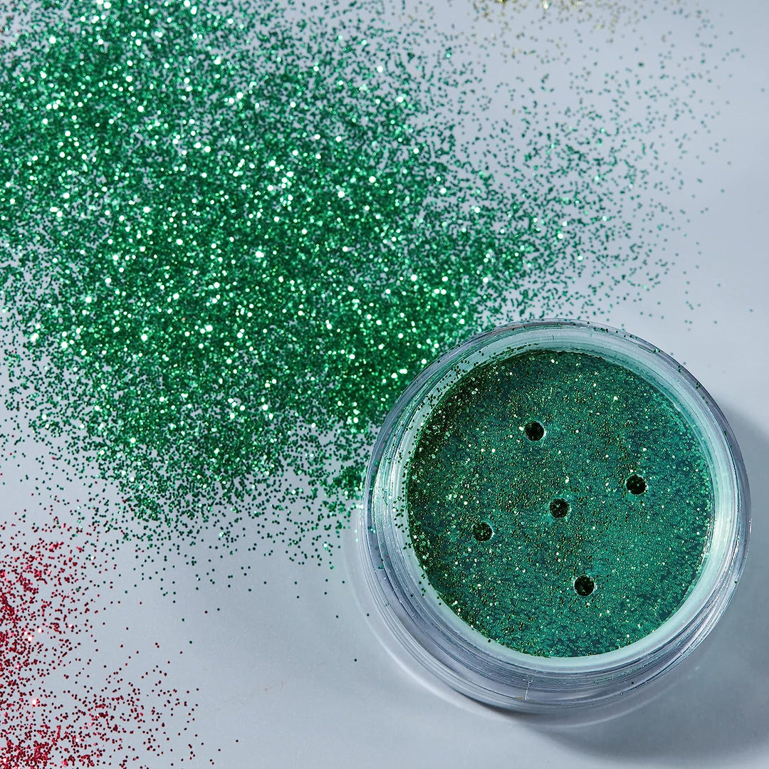 Classic Fine Glitter Shakers by Moon Glitter - Green - Cosmetic Festival Makeup Glitter for Face, Body, Nails, Hair, Lips - 5g