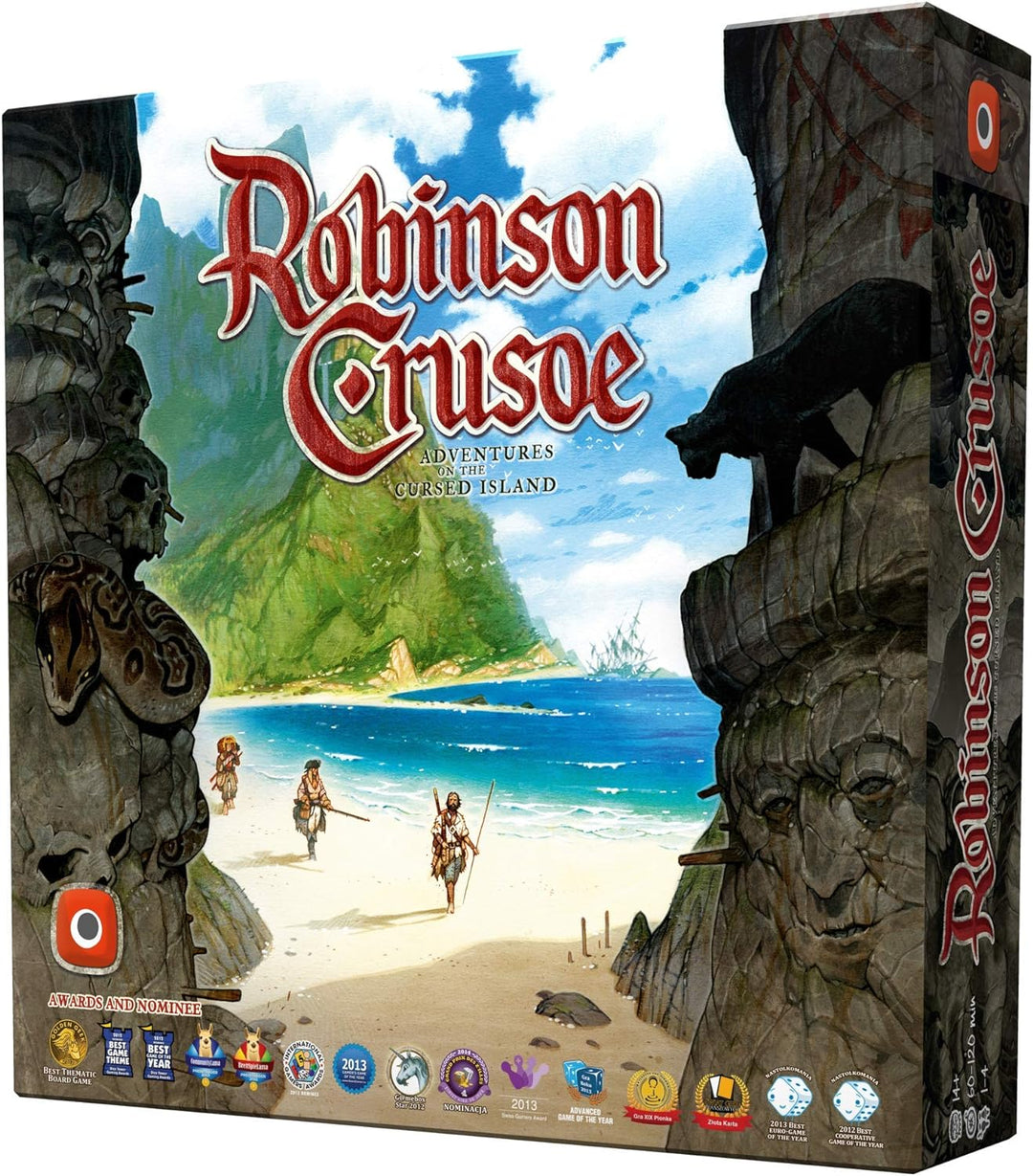 Kooperatives Brettspiel „Robinson Crusoe: Abenteuer auf der verfluchten Insel“.