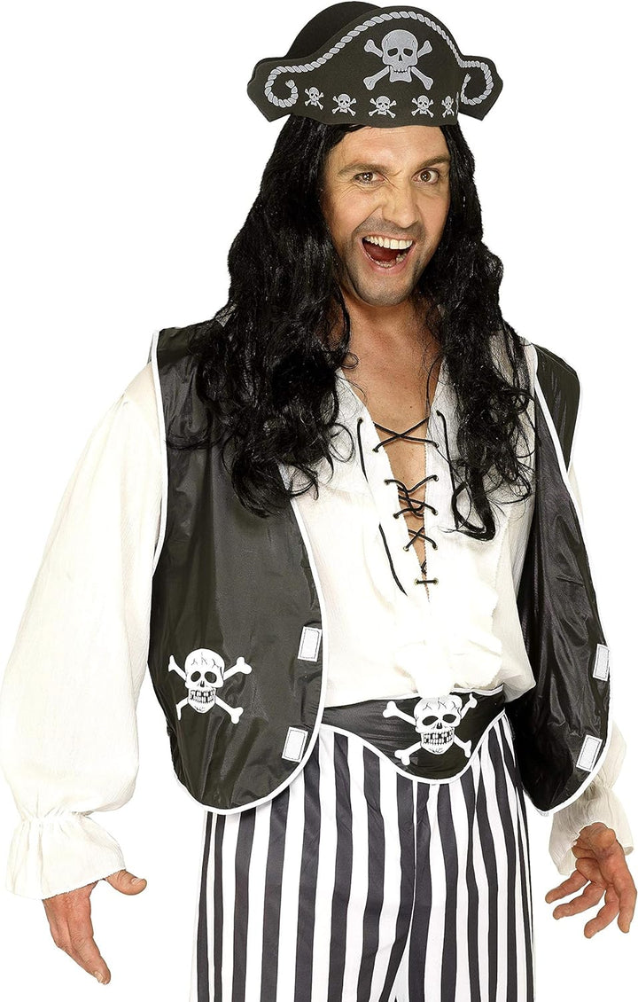 Smiffy's Pirate Set with Hat Waistcoat and Belt - Black