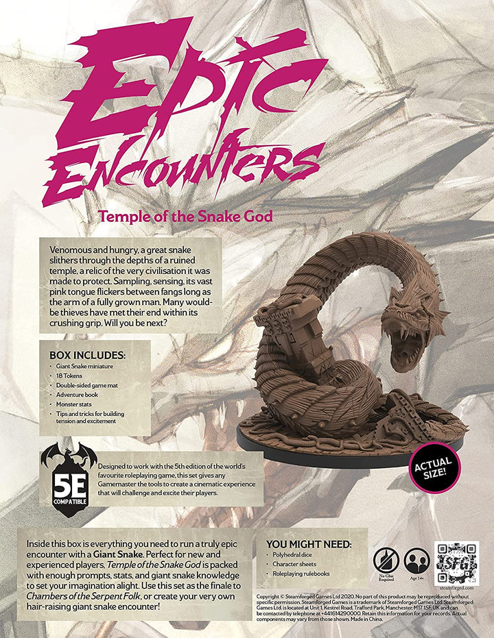 Epic Encounters: Temple of the Snake God RPG Fantasy Roleplaying Tabletop Game with 20 Detailed Miniatures, Double-Sided Game Mat, & Game Master Adventure Book with Monster Stats, 5E Compatible