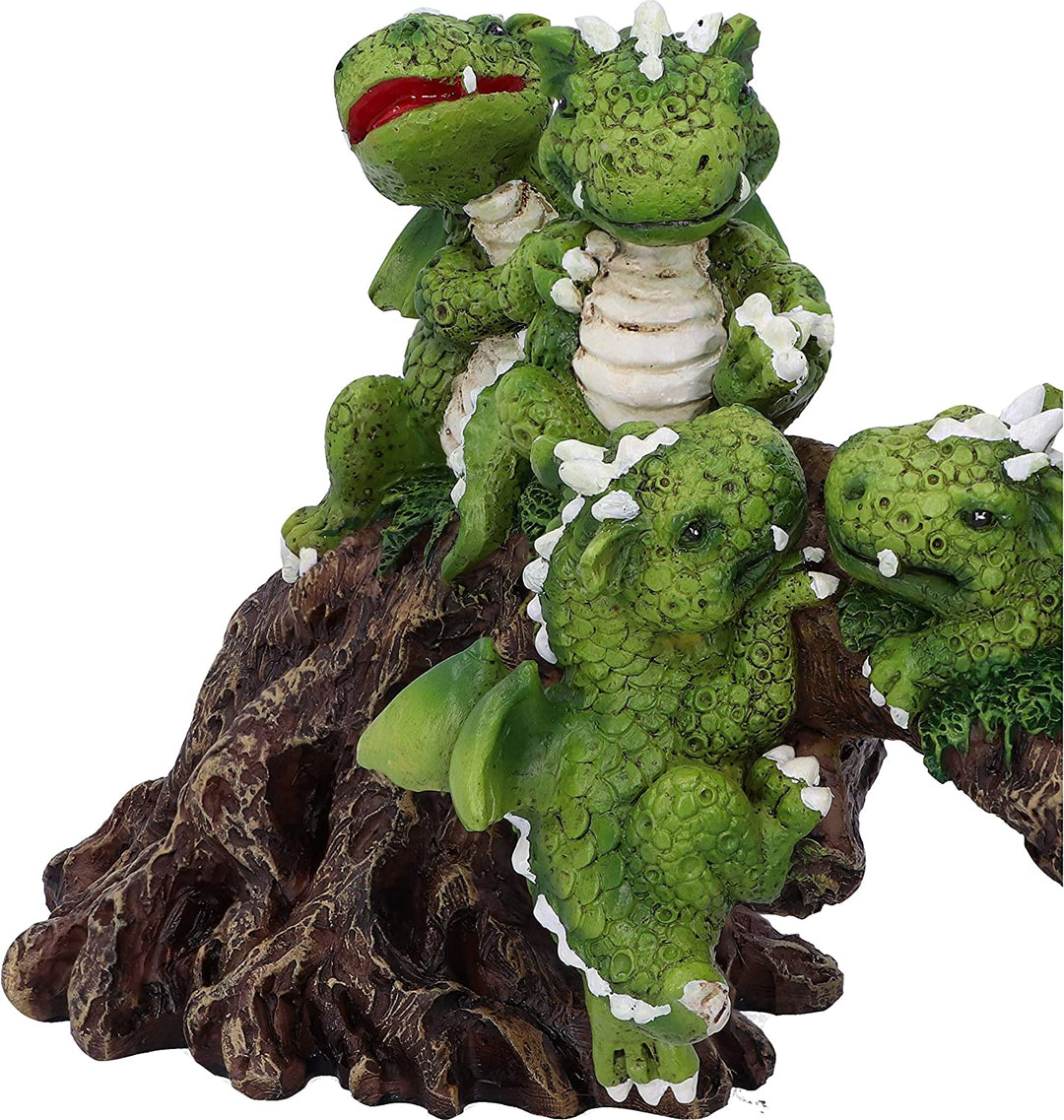 Daring Dragonlings Green Baby Dragons on Branch Figurine