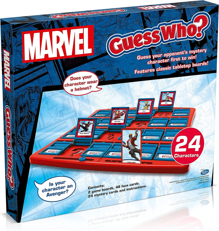 Winning Moves Marvel Guess Who? Board Game, The Avengers, Guardians of the Galaxy and Wakanda forces are included from Hulk, Iron Man, Black Widow, Black Panther, Rocket, great gift for ages 6 plus