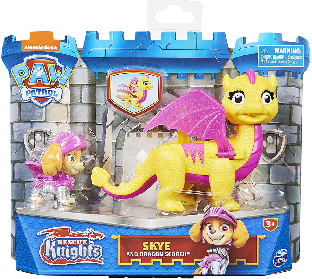 Paw Patrol 6063594, Rescue Knights Skye and Dragon Scorch Action Figures Set