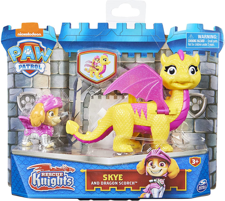 Paw Patrol 6063594, Rescue Knights Skye and Dragon Scorch Action Figures Set