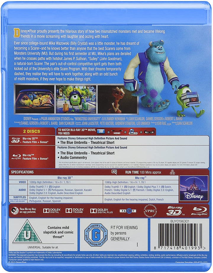 Monsters University (Blu-ray 3D + Blu-ray) [2017] [Region Free]