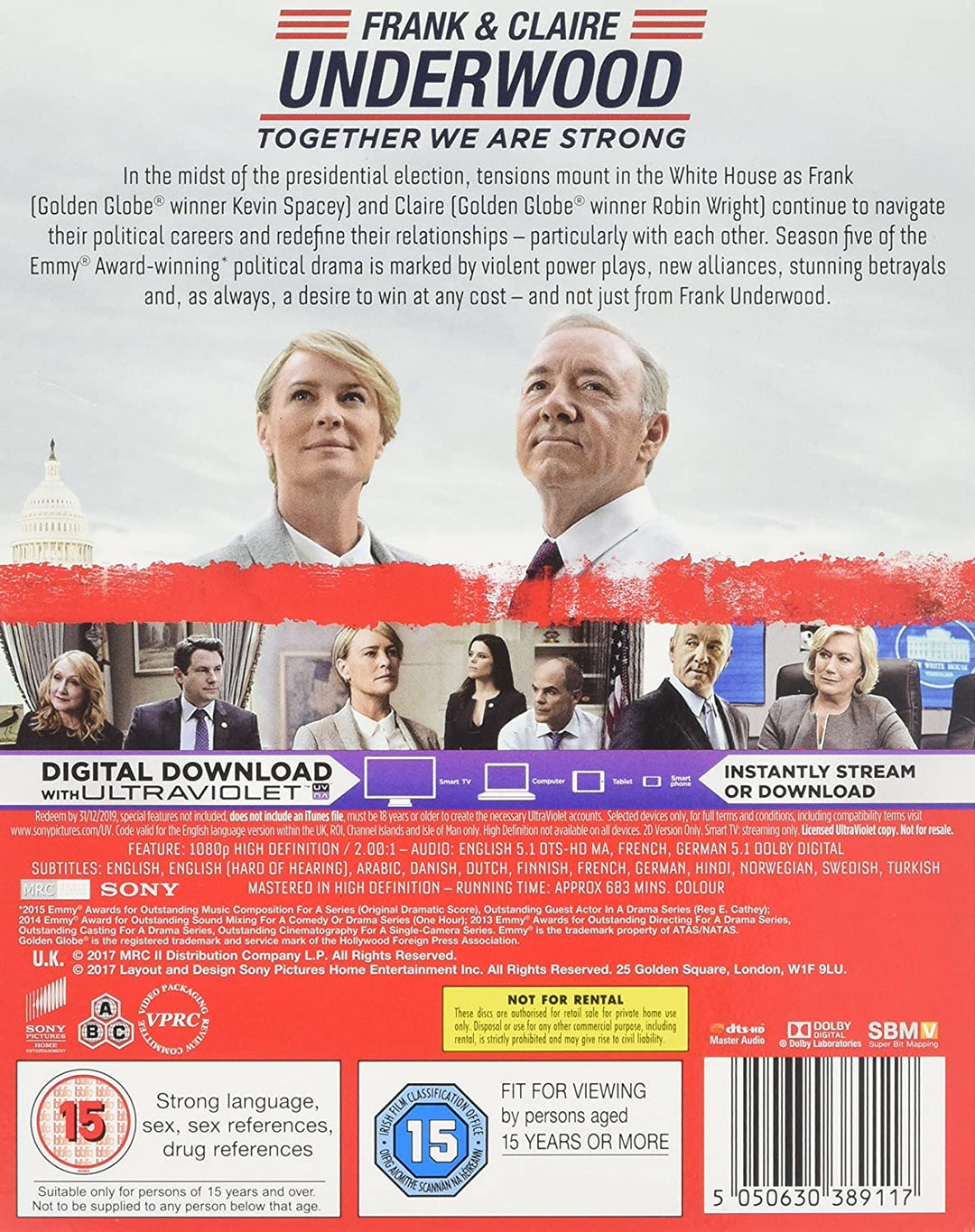 House Of Cards: The Complete Fifth Season [Region Free] - Drama [Blu-Ray]