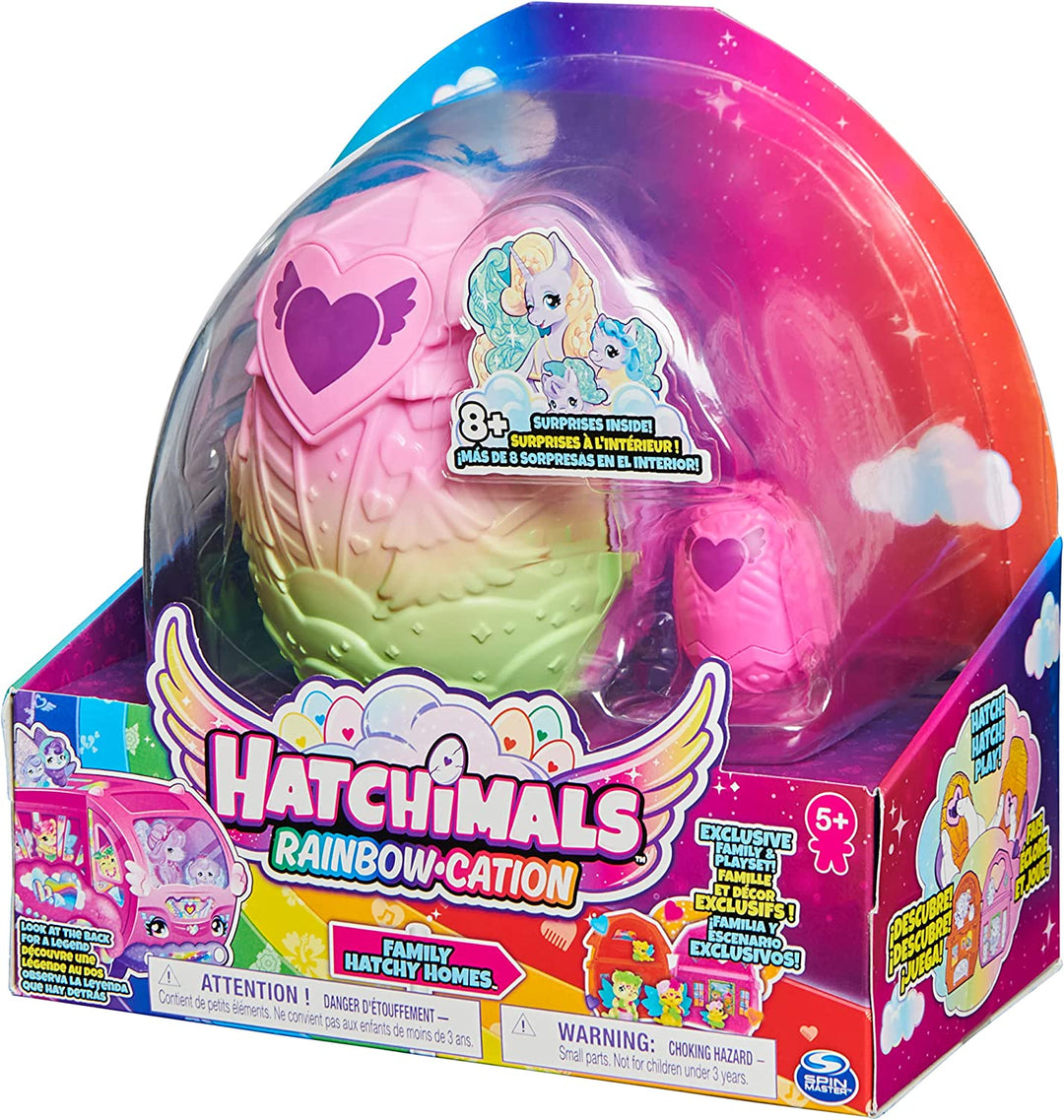 Hatchimals CollEGGtibles, Rainbow-cation Family Hatchy Home Playset with 3 Characters