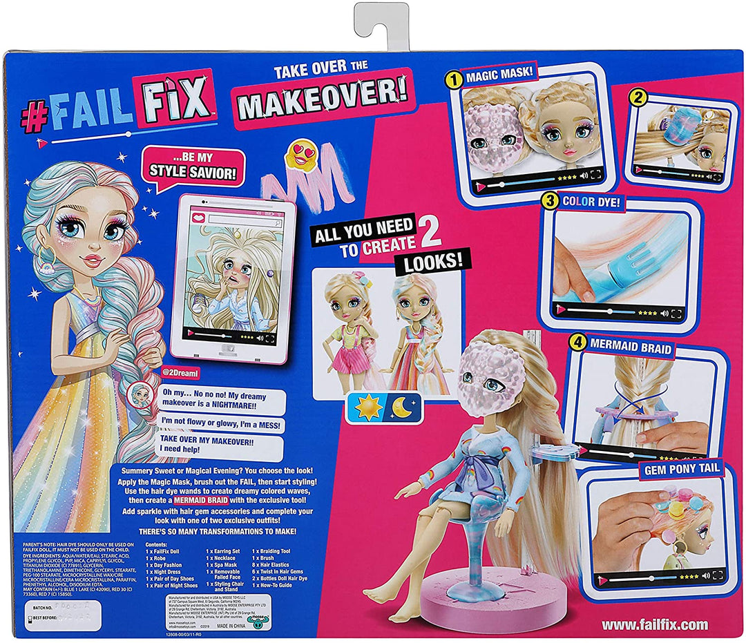 FailFix @2Dreami Epic Color 'N' Style Makeover Doll Pack, 8.5 inch Fashion Doll