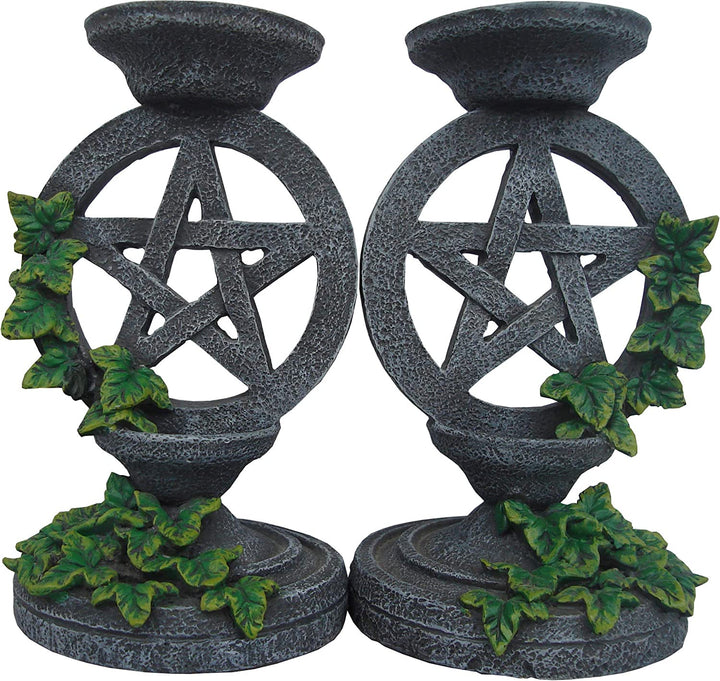 Nemesis Now Aged Pentagram Candlesticks Candle Holder 13.4cm Grey