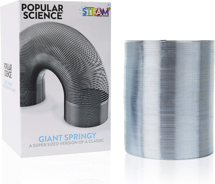 POPULAR SCIENCE Giant Springy Large Metal Coiled Helix Toy, Silver