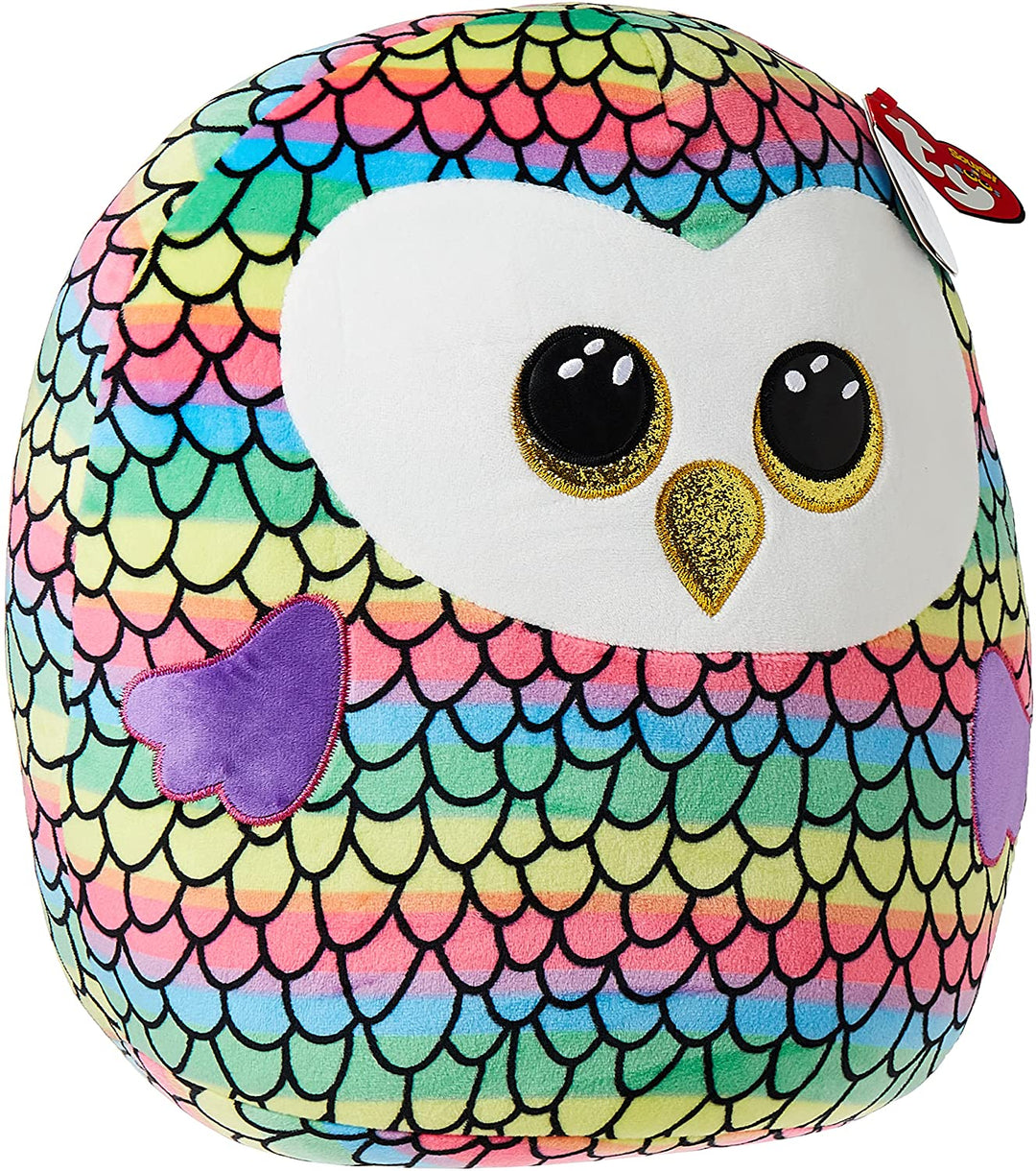 Ty UK Ltd 39191 Owen Owl Squish A Boo Plush Toy, Multicoloured, 12"