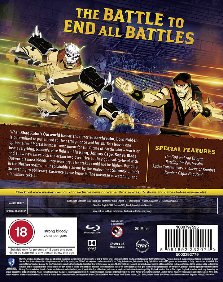 Mortal Kombat Legends: Battle of the Realms [2021] [Region Free] - Martial Arts [Blu-ray]