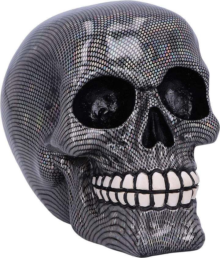 Nemesis Now Holographic Silver Fishnet Skull Ornament, 16.5cm