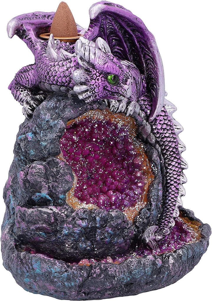 Crystalline Protector Purple Dragon Geode Backflow Incense Burner