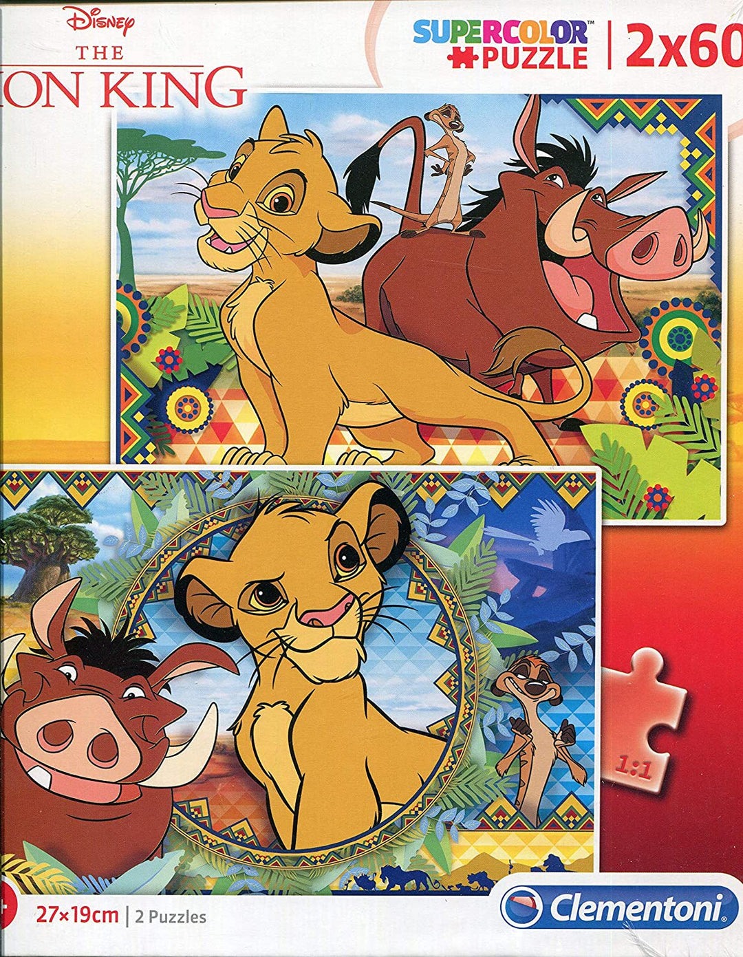 Clementoni - 21604 - Supercolor Puzzle for children - Disney Lion King - 2 x 60 Pieces Puzzle