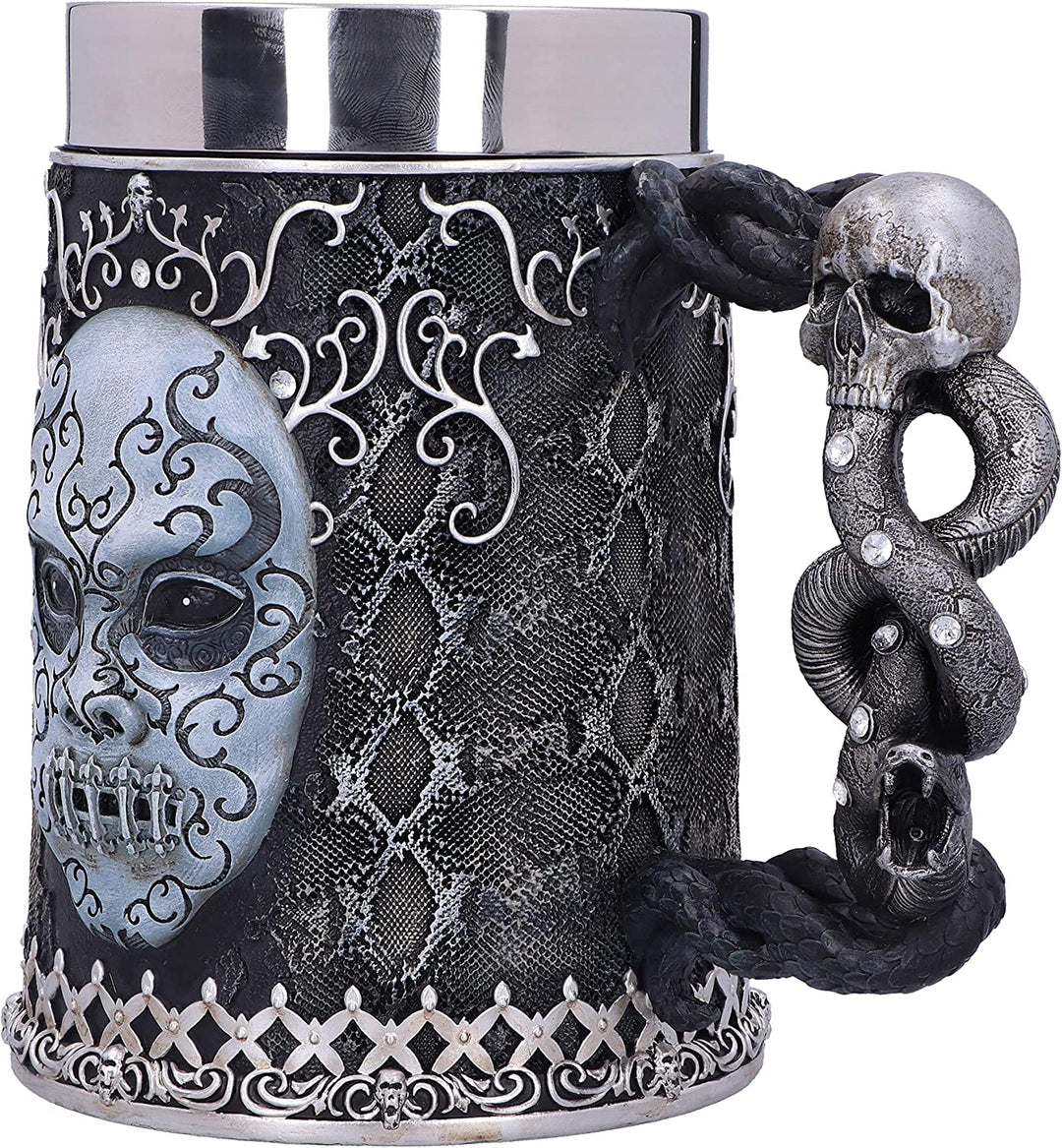 Nemesis Now Harry Potter Death Eater Mask Voldemort Collectable Tankard, Resin, Black Silver, 15.5cm
