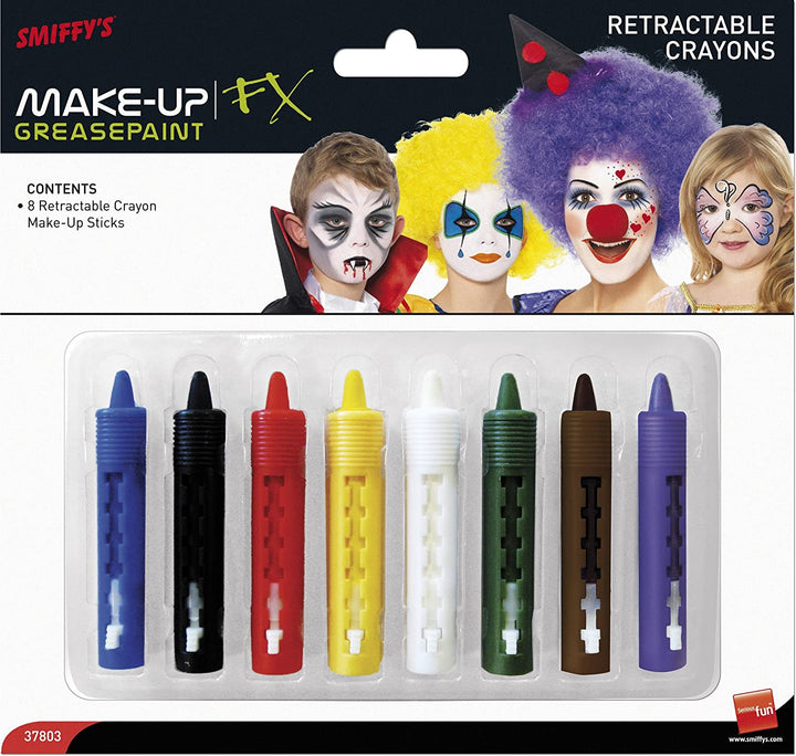 Smiffys Retractable Crayon Make Up Sticks Pack of 8