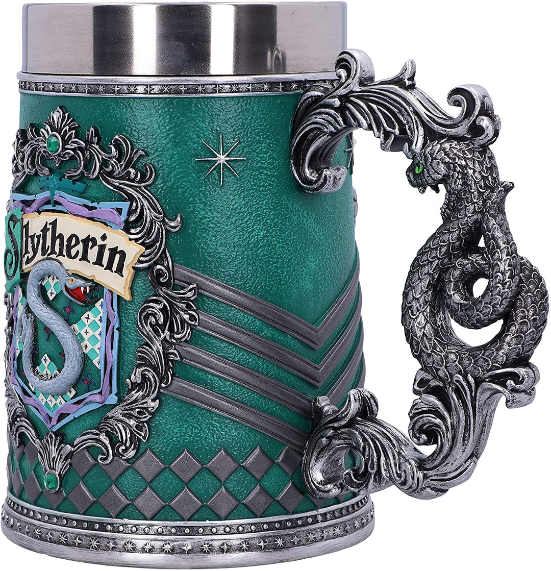 Harry Potter Slytherin Hogwarts House Collectible Tankard, Green Silver, 15.5cm