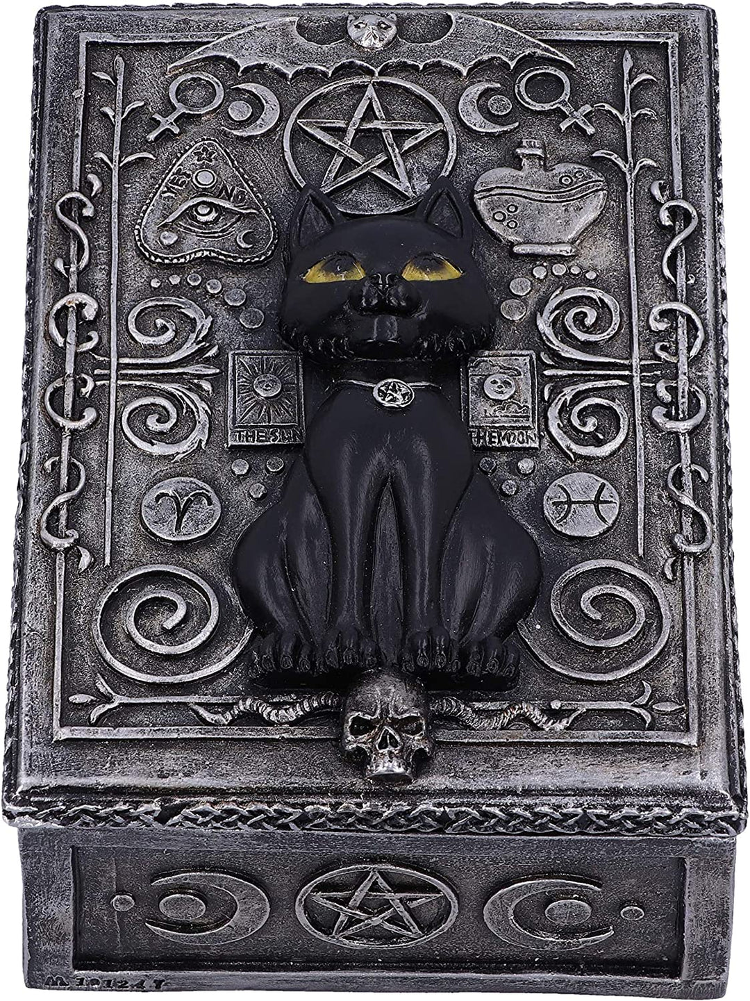 Nemesis Now Familiar Spell Black Cat Sigil Trinket Box 13.7cm, Silver