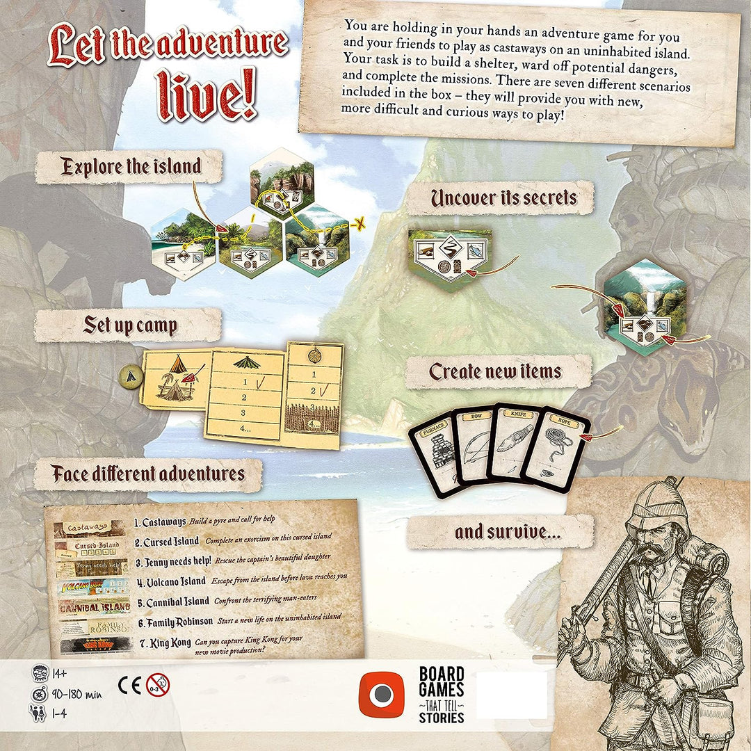 Kooperatives Brettspiel „Robinson Crusoe: Abenteuer auf der verfluchten Insel“.