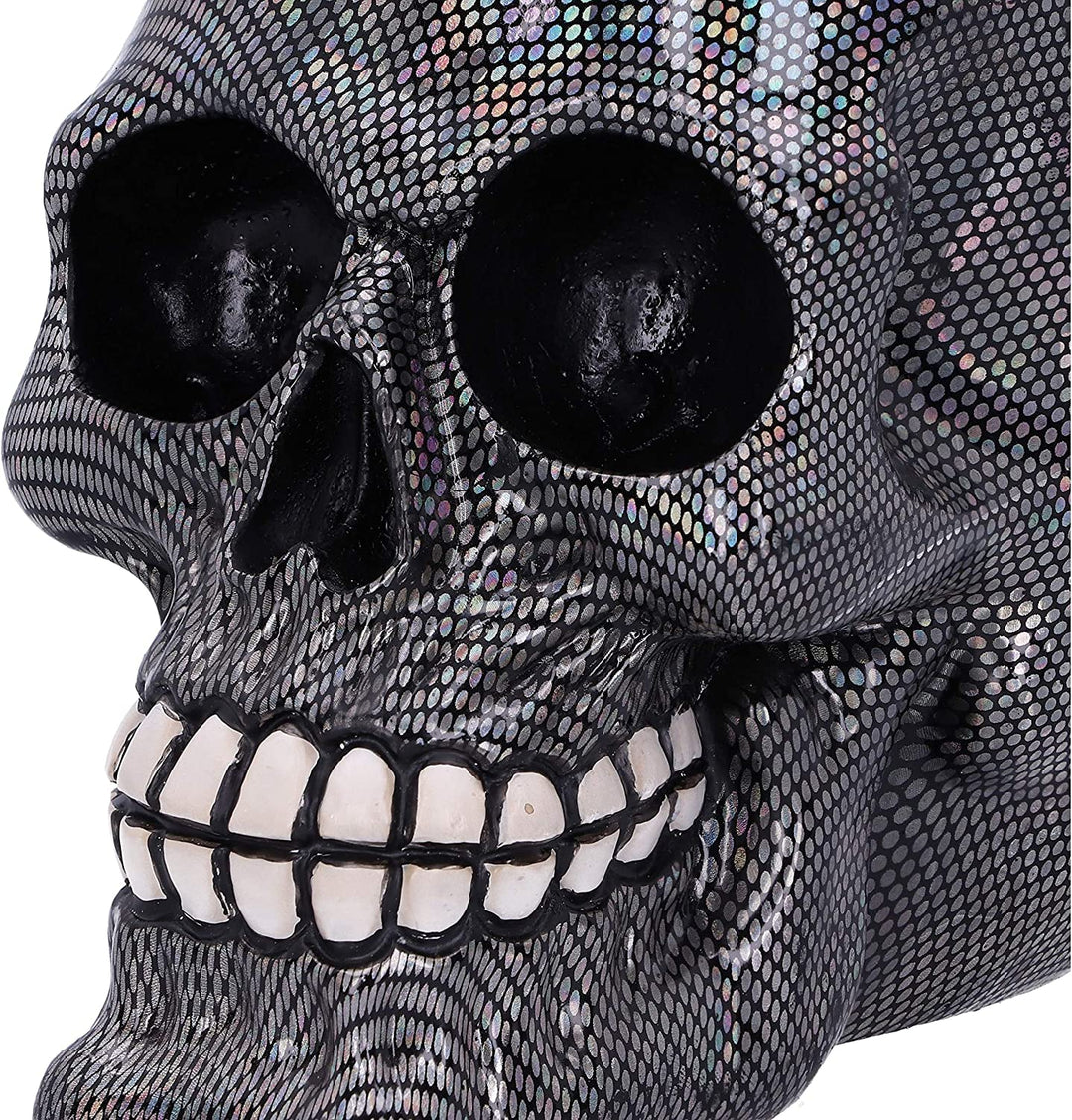 Nemesis Now Holographic Silver Fishnet Skull Ornament, 16.5cm