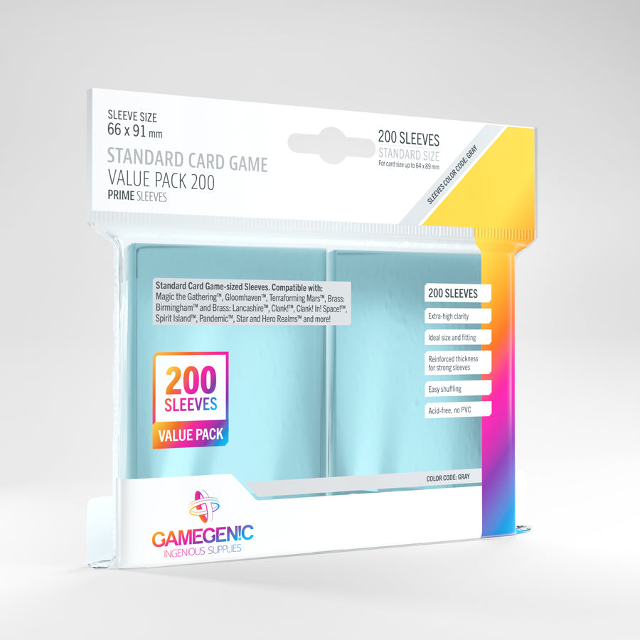 Gamegenic 200 Standard Card Game Value Pack Prime Sleeves