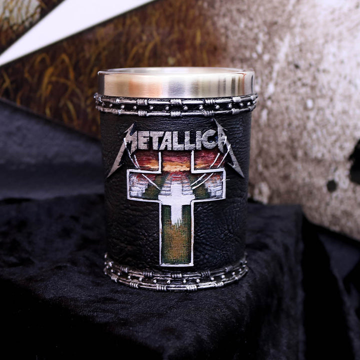 Nemesis Now B4683N9 Metallica-Master of Puppets Shot Glass 7cm, Resin w/Stainless Steel Insert, Black