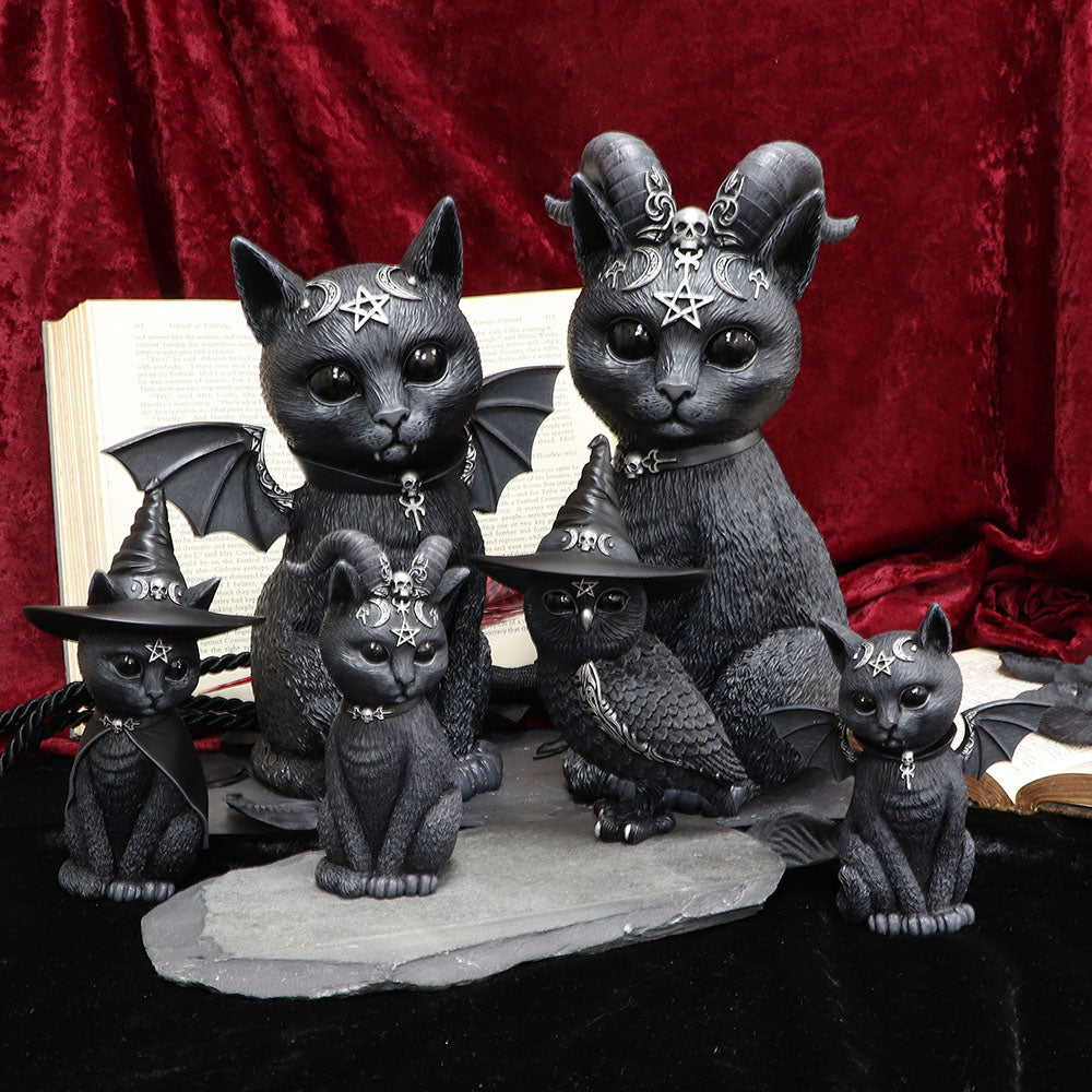 Nemesis Now Purrah Witches Hat Occult Cat Figurine, Black, 13.5cm