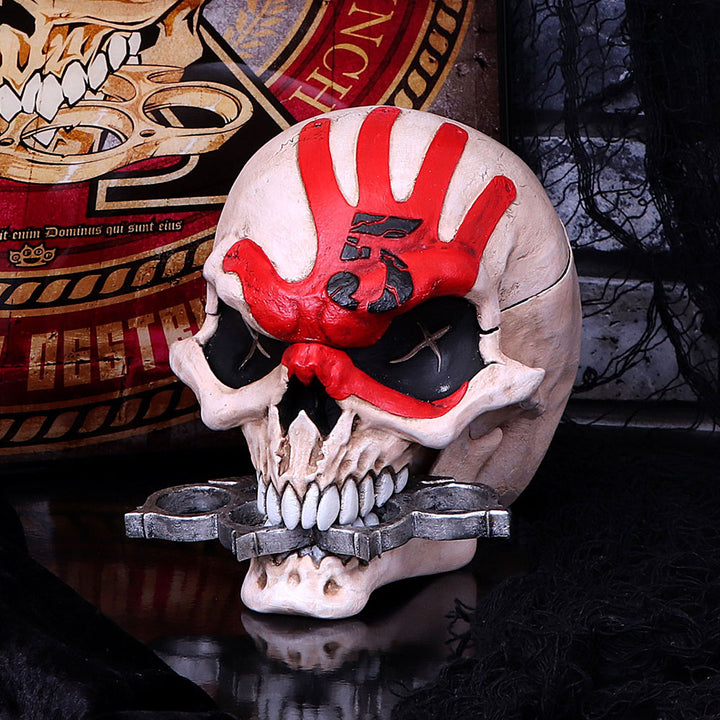 Nemesis Now Officially Licensed Five Finger Death Punch Mascot Skull Box, Bone, Resin, 18cm