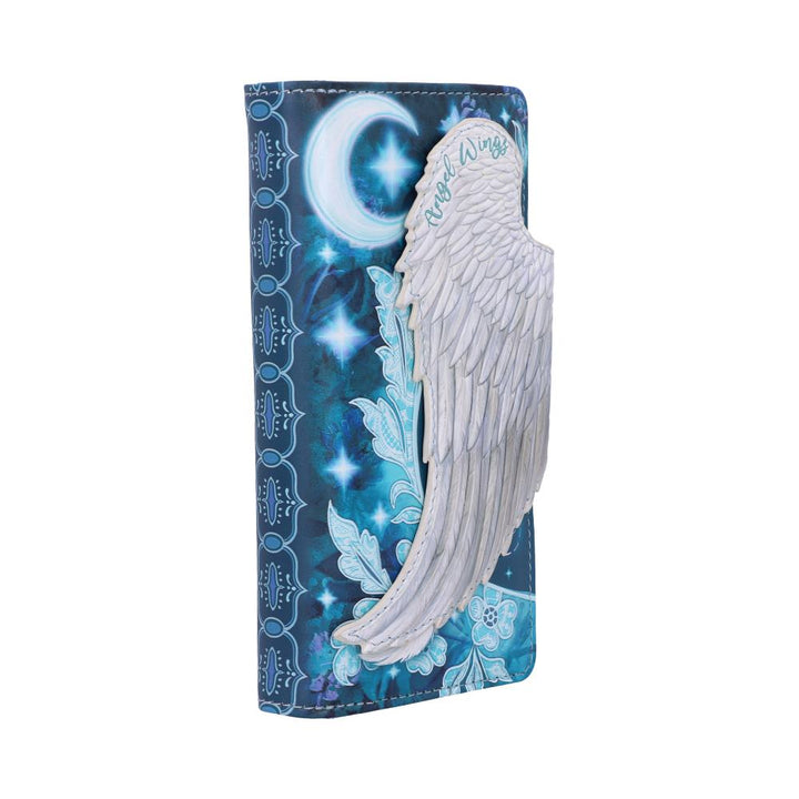 Nemesis Now Angel Wings Geldbörse mit weißer Federprägung, Blau, 18,5 cm